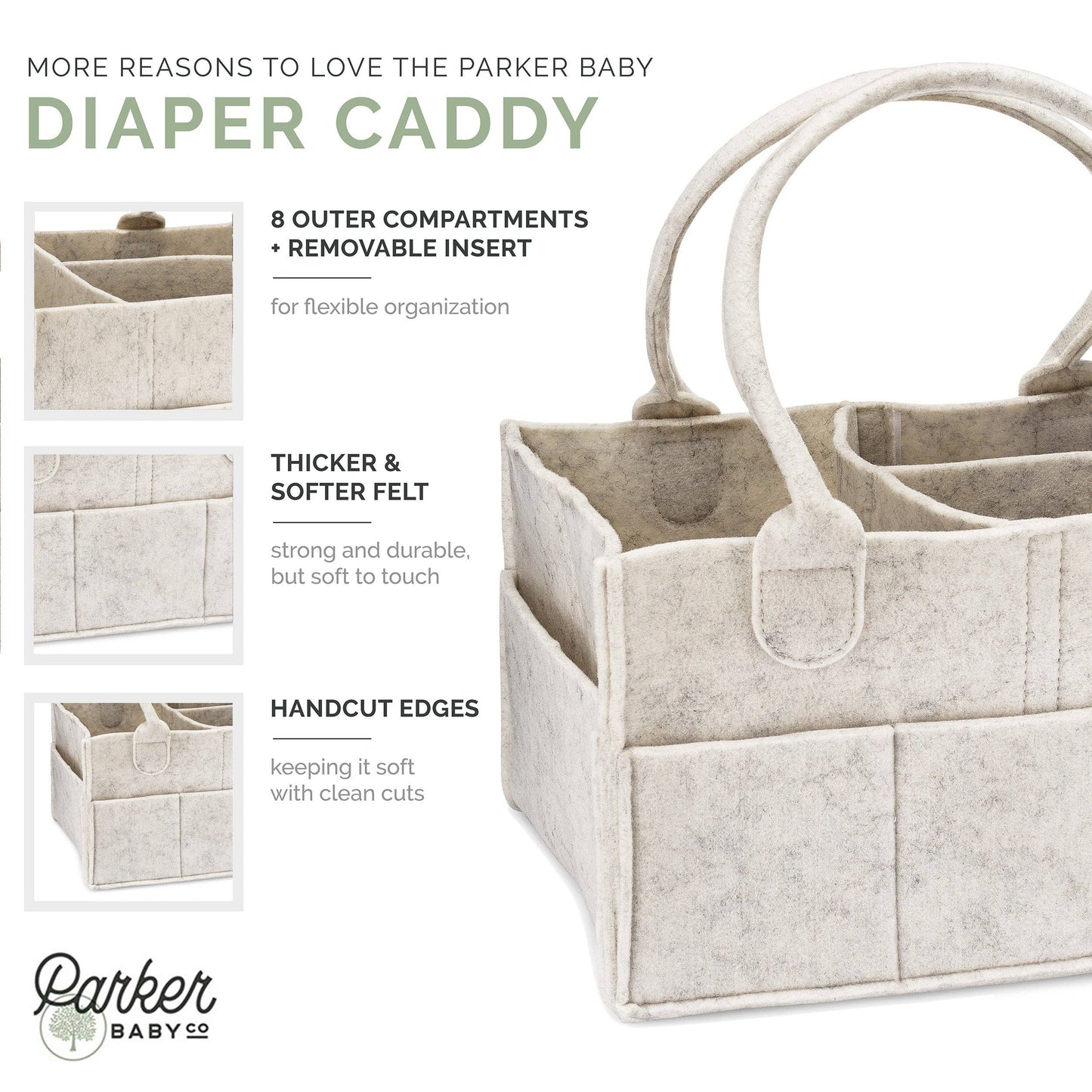 Parker Baby Co. -Diaper Caddy in White