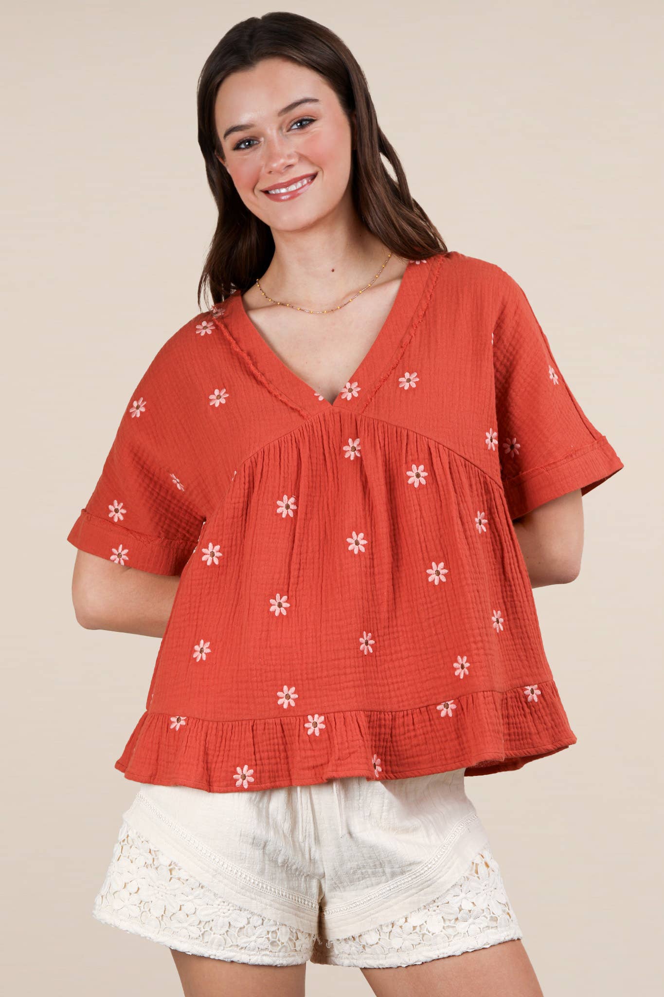 Melina Flower Embroidered Top