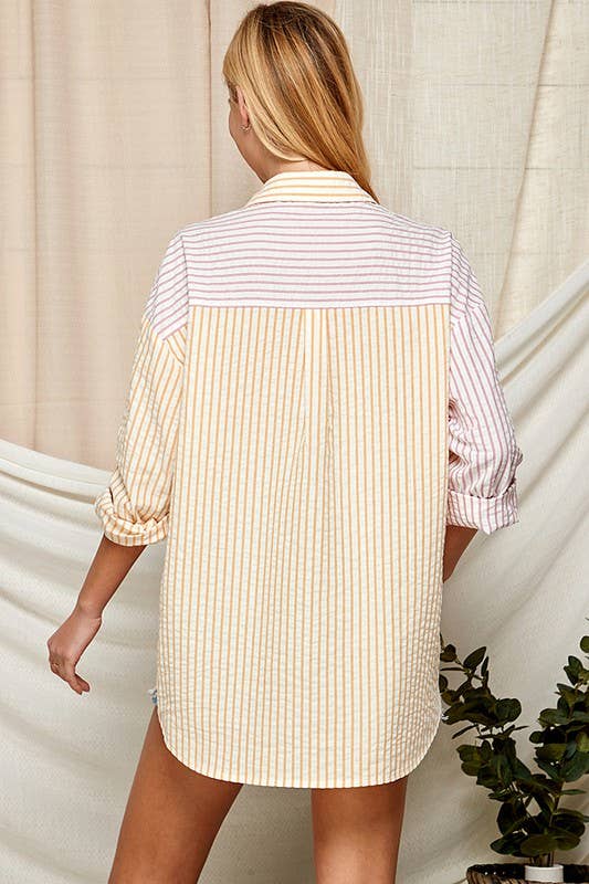 Brea Striped Button Down