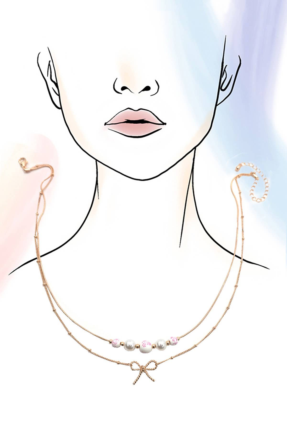 Anna Pink Porcelain Necklace duo