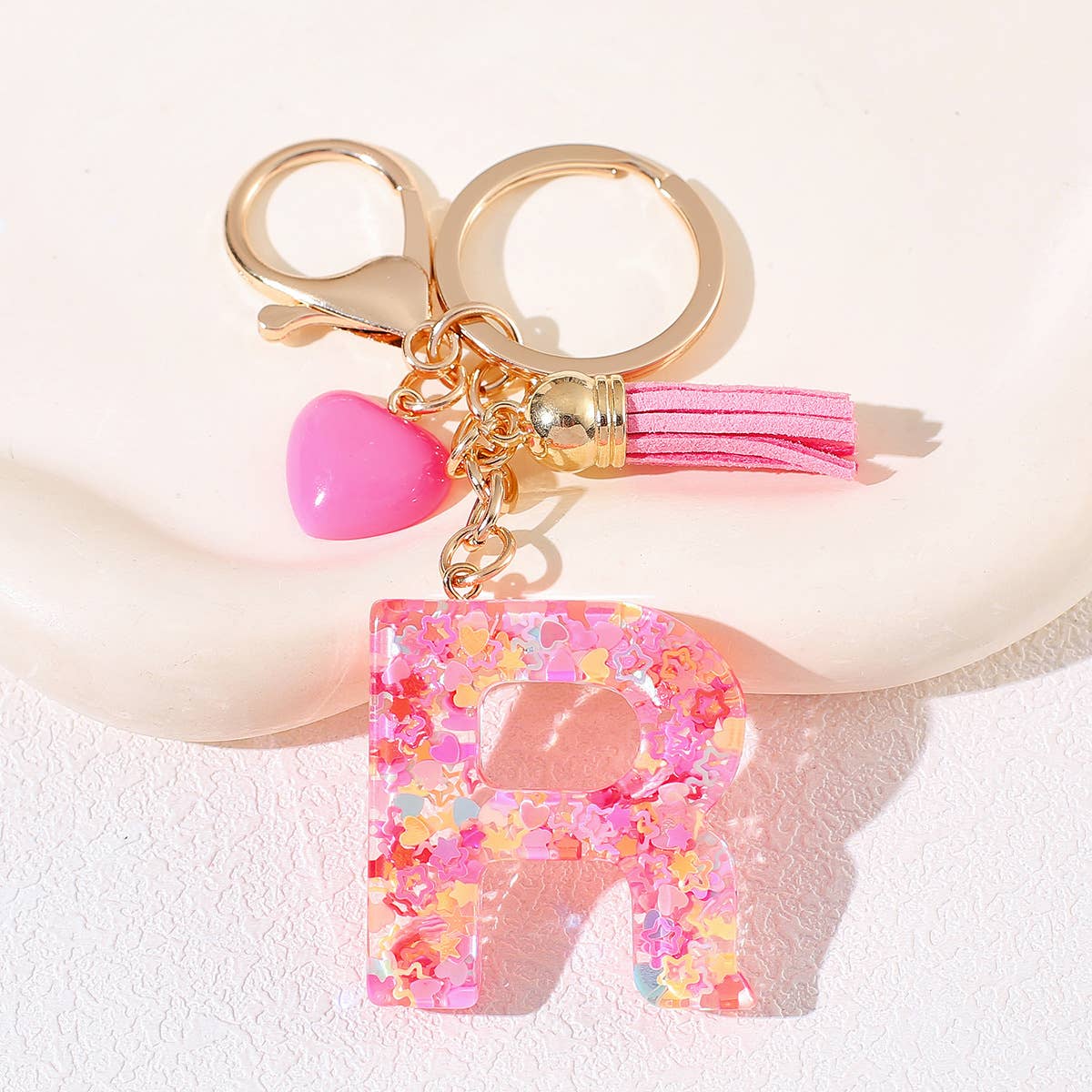 Letter Tassel Keychain (Pink)