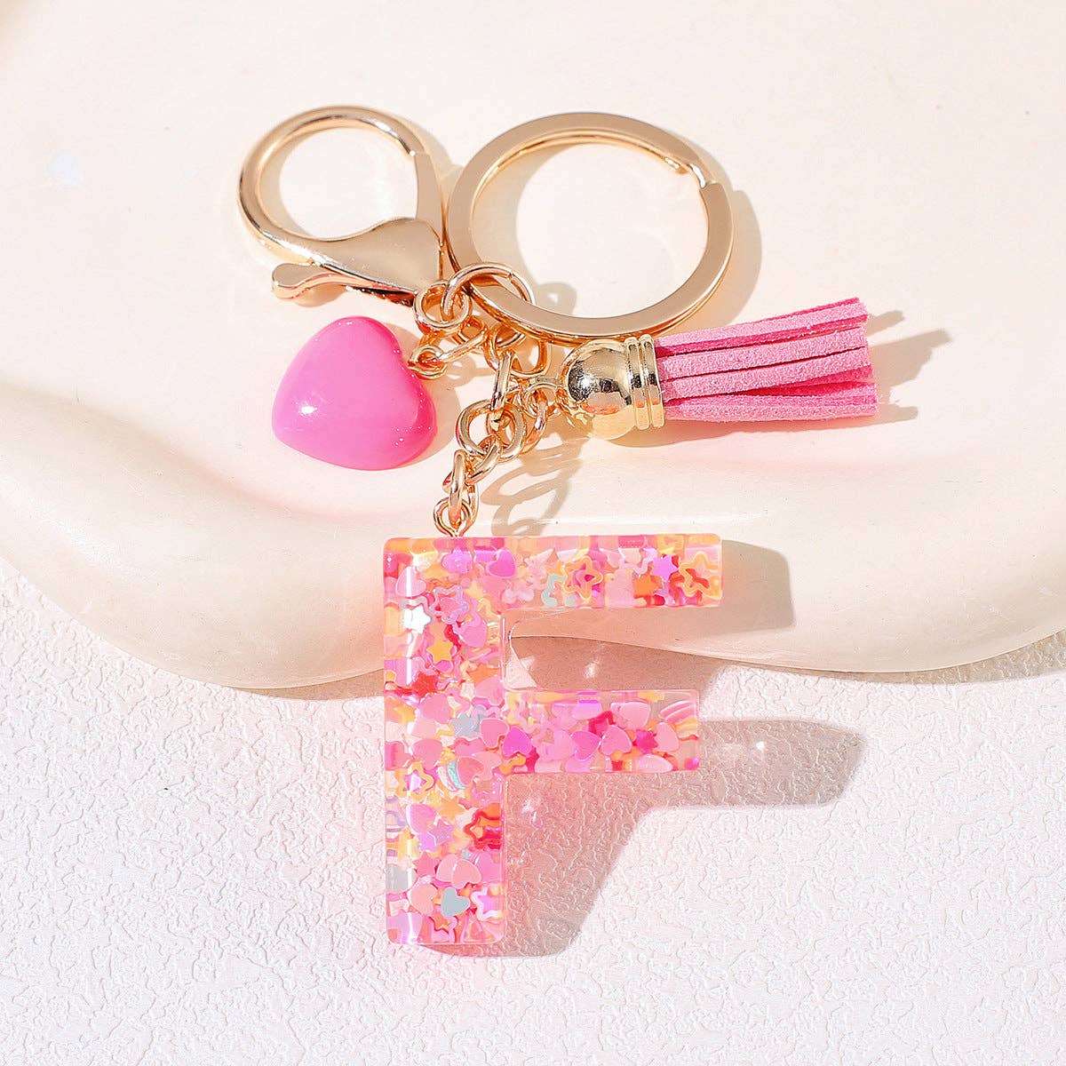 Letter Tassel Keychain (Pink)