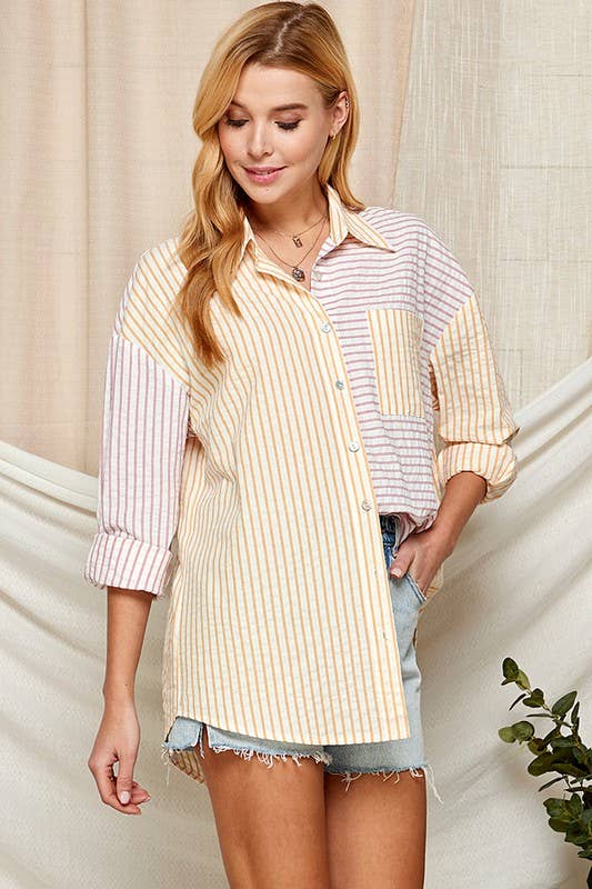 Brea Striped Button Down