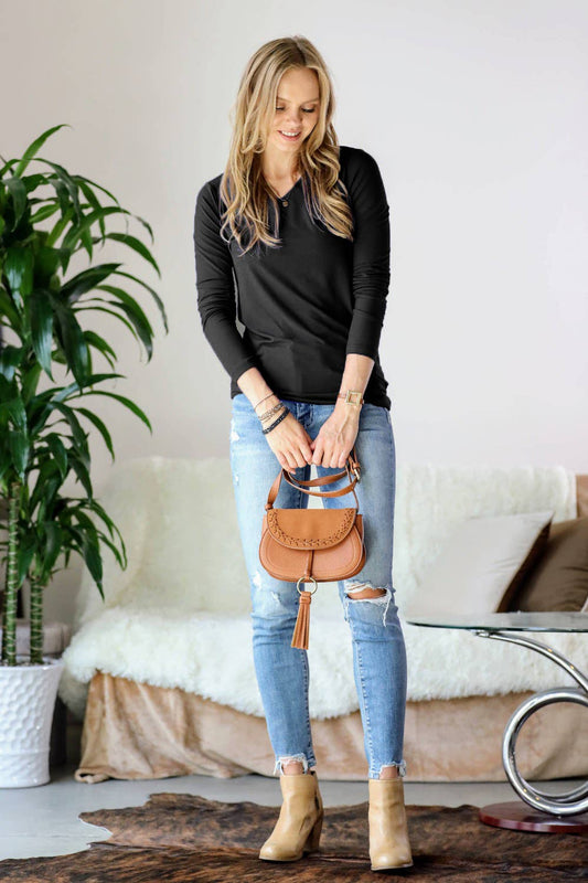 Ariana Long Sleeve V-neck Tee