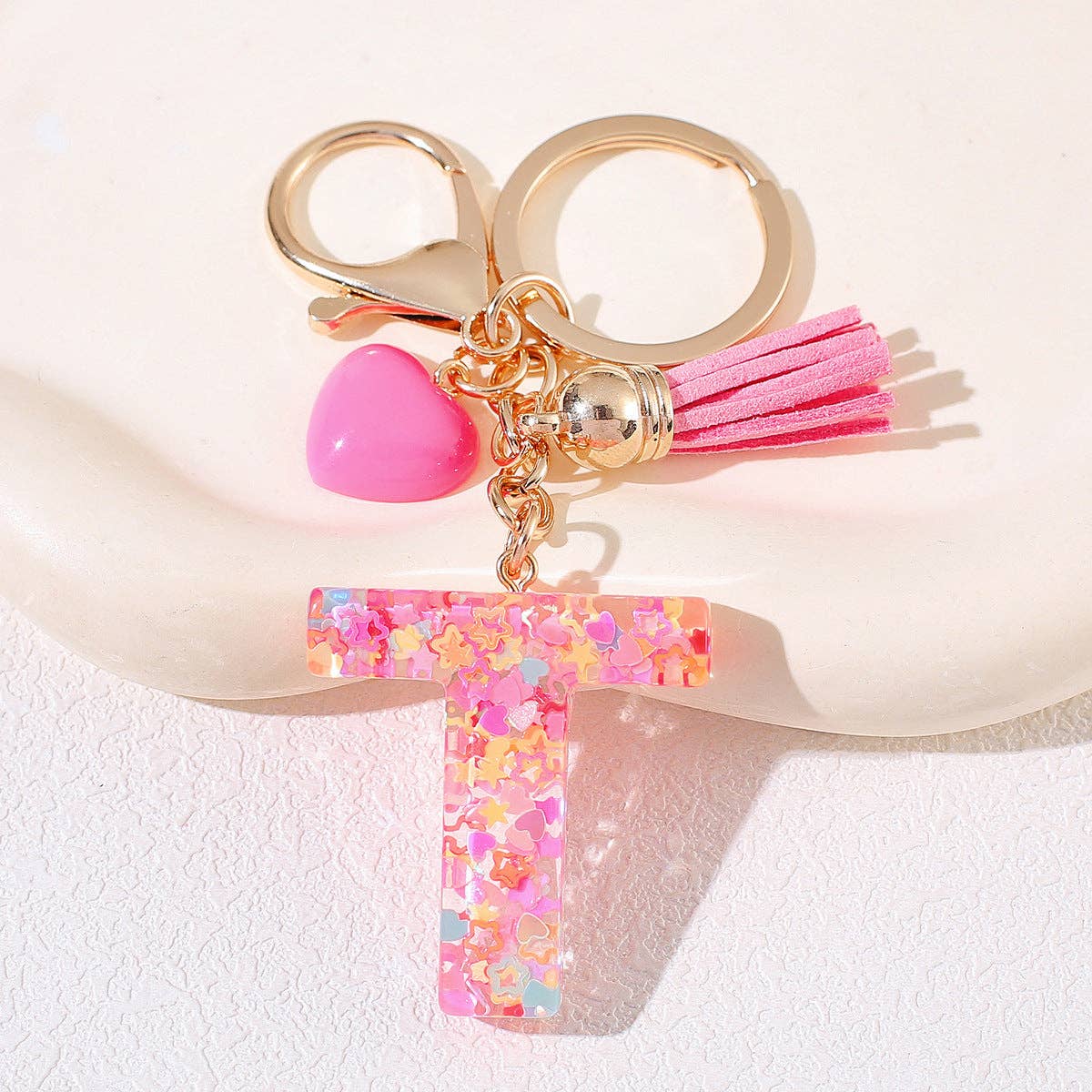 Letter Tassel Keychain (Pink)