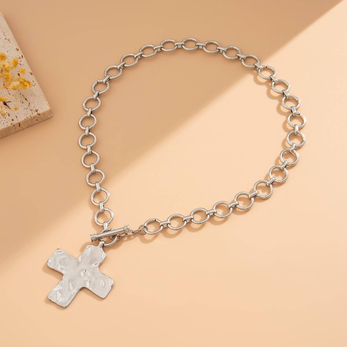 Maura Hammered Cross Necklace