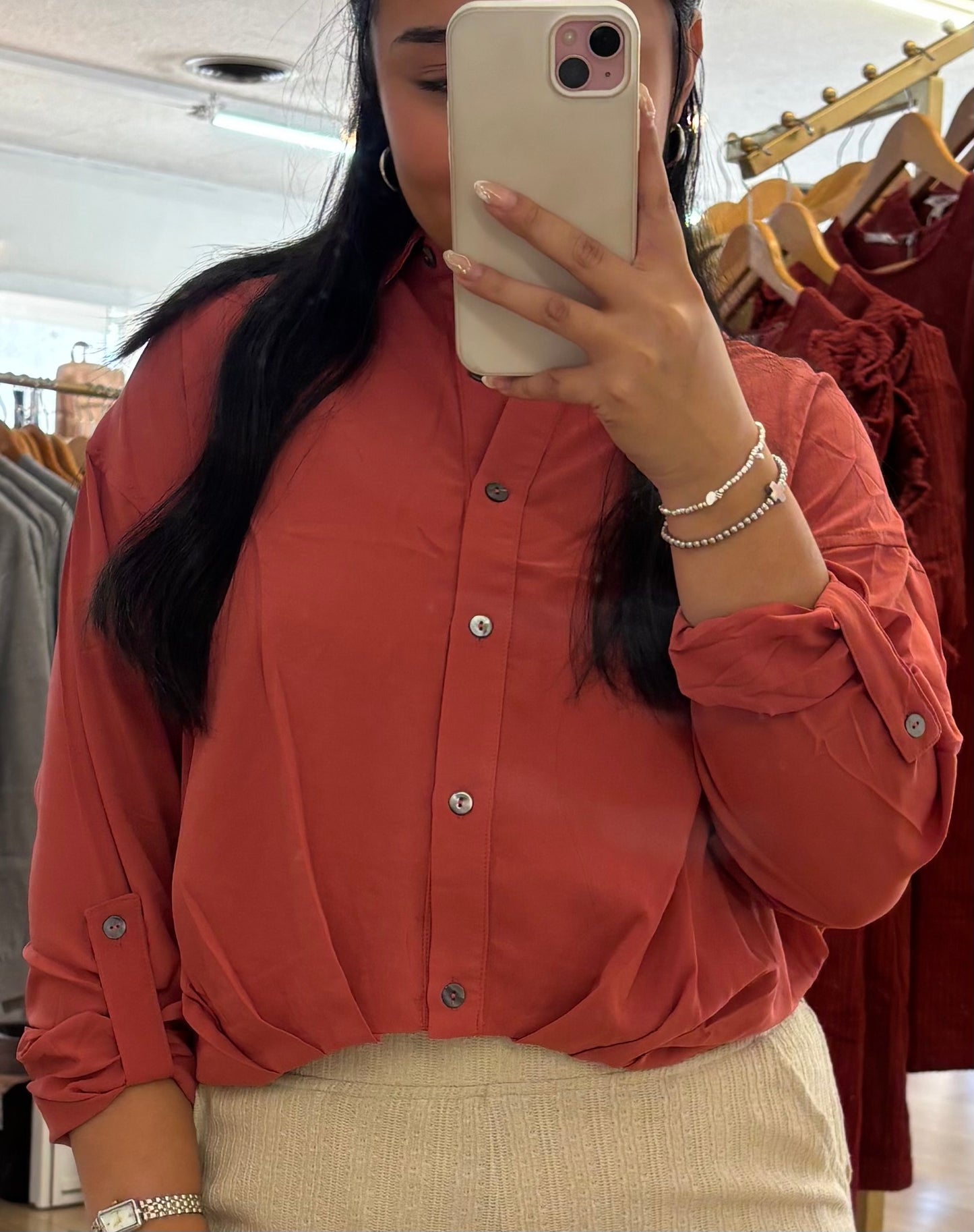 Taylor Button Up Cropped Blouse