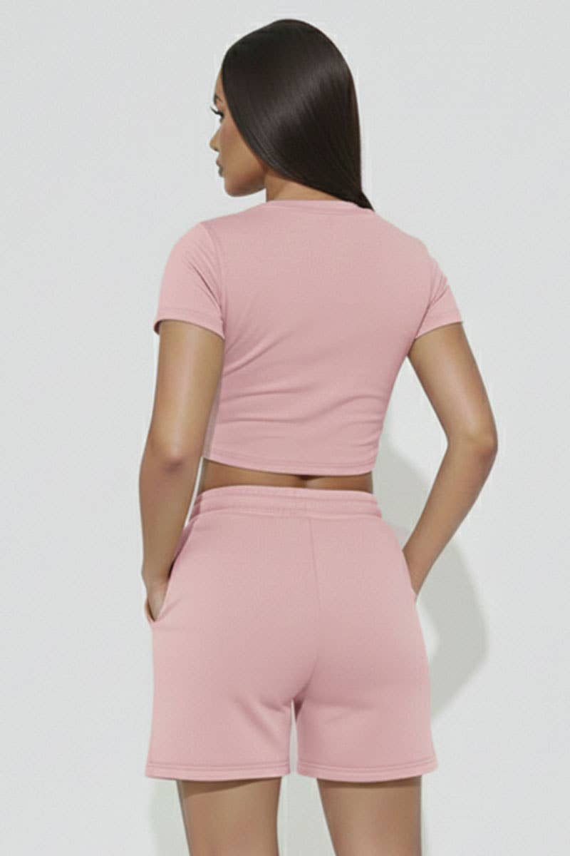 Casie Crop Tee & Shorts Set