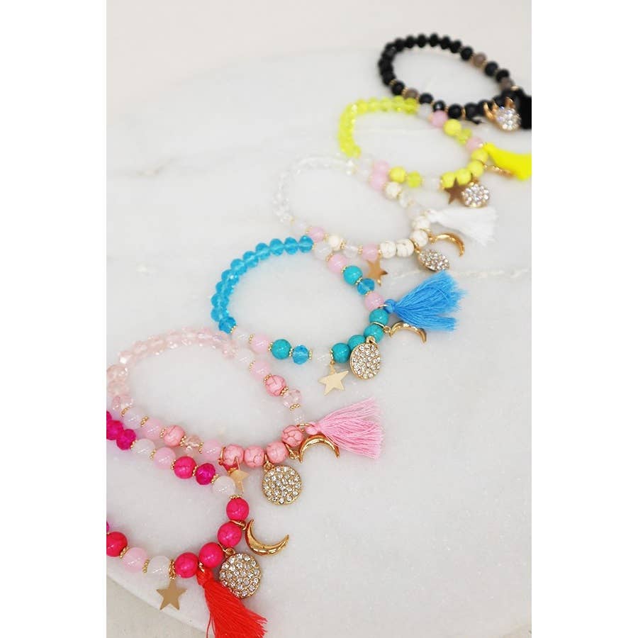 Moon and Star Multi Charm Bracelet