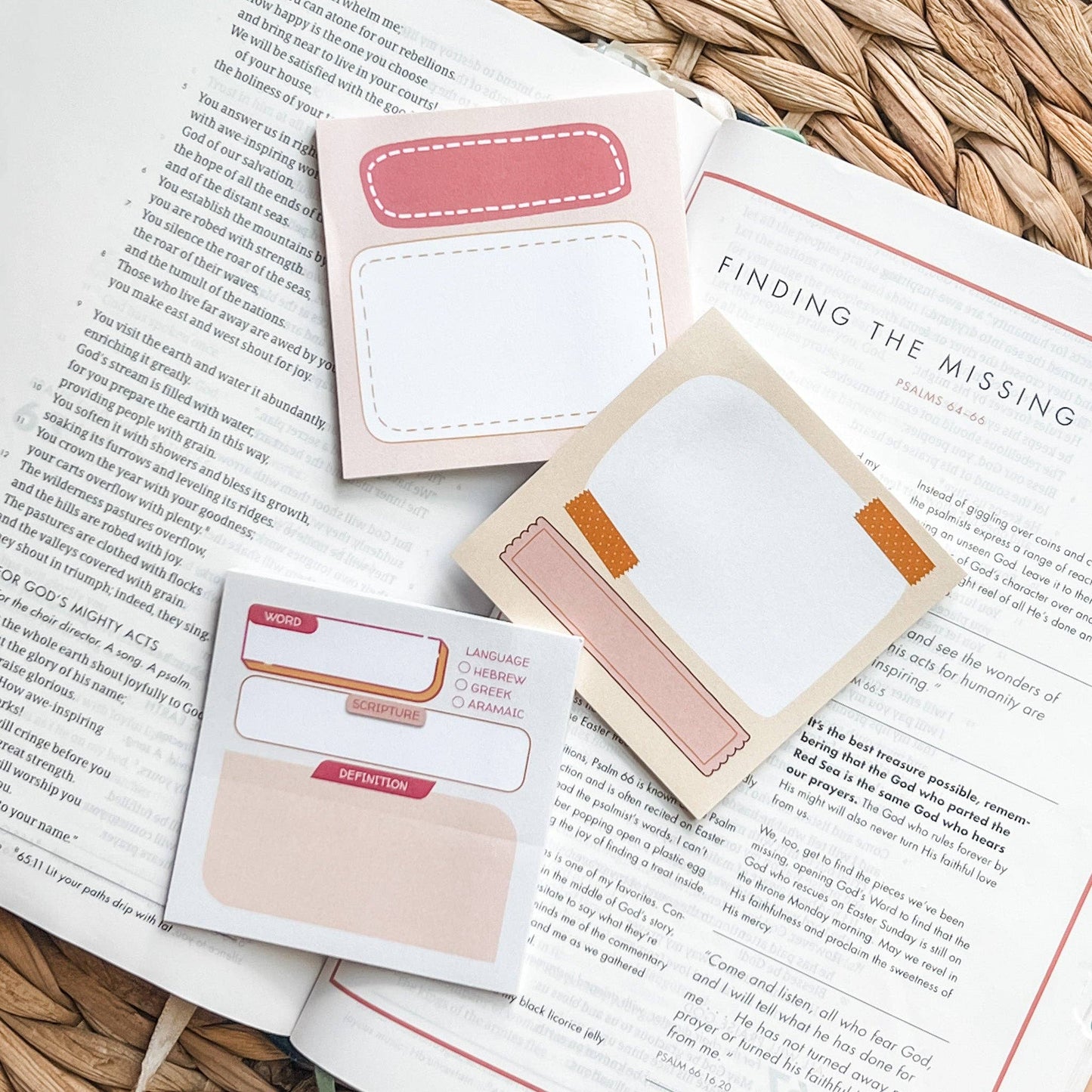 Pink & Beige - Bible Study Sticky Note Set