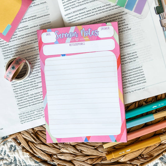 Pink Colorful - Sermon Notes Notepad