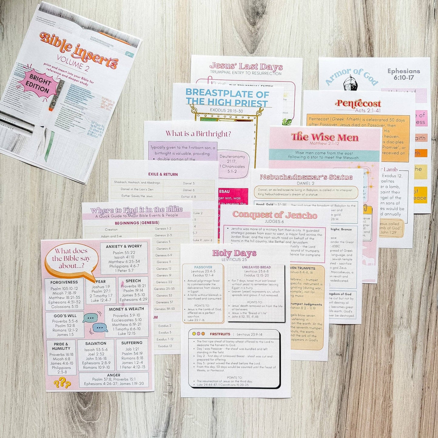 Bright Colorful Bible Inserts - Volume 2