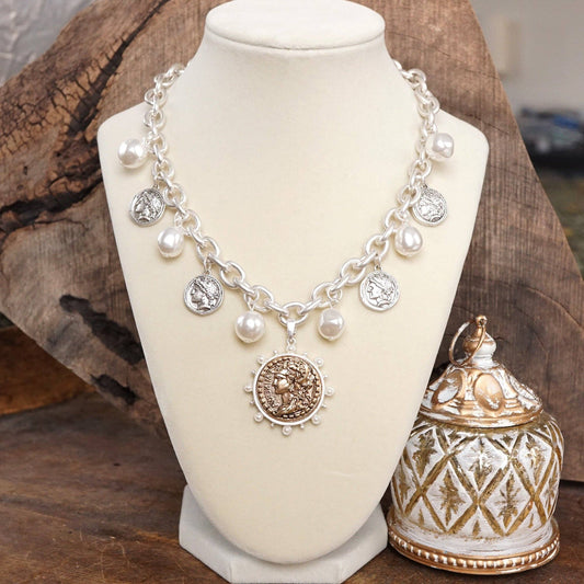 Lulu Coin and Pearl Charms Necklace