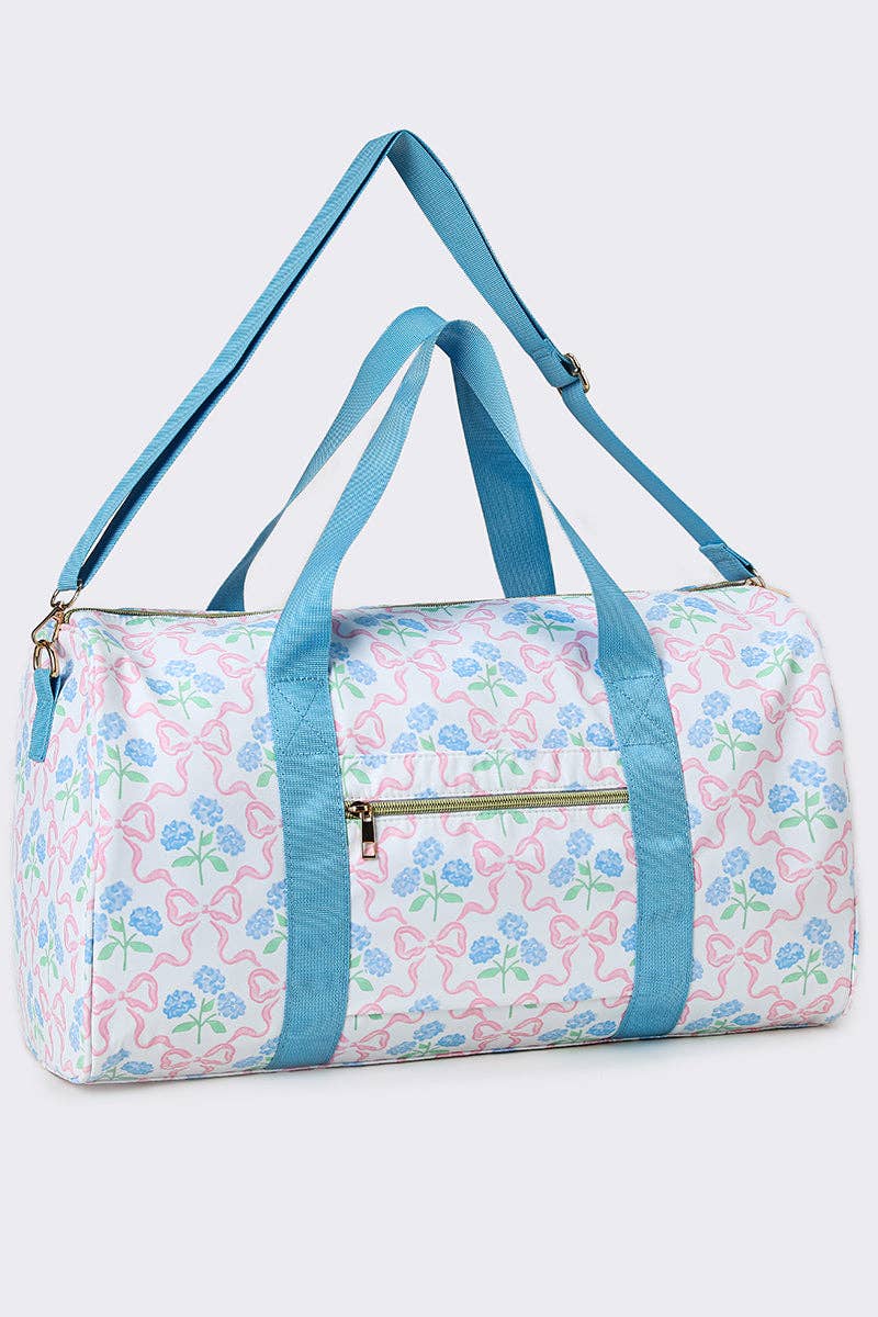 Hydrangea Bows Canvas Duffle Bag