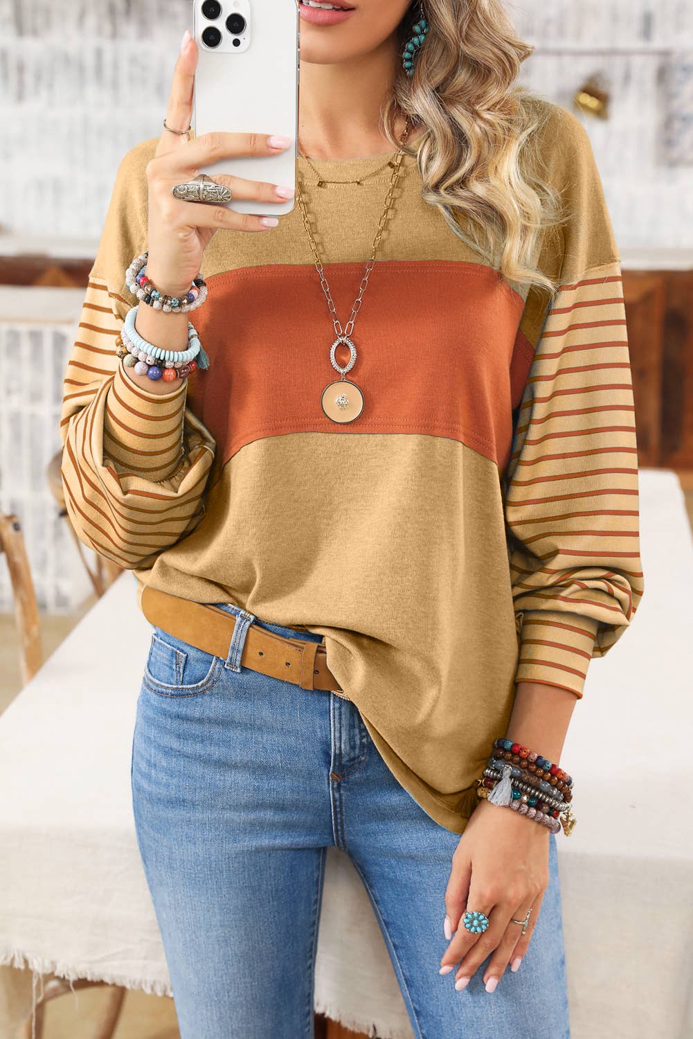 Sonya Colorblock Striped Top