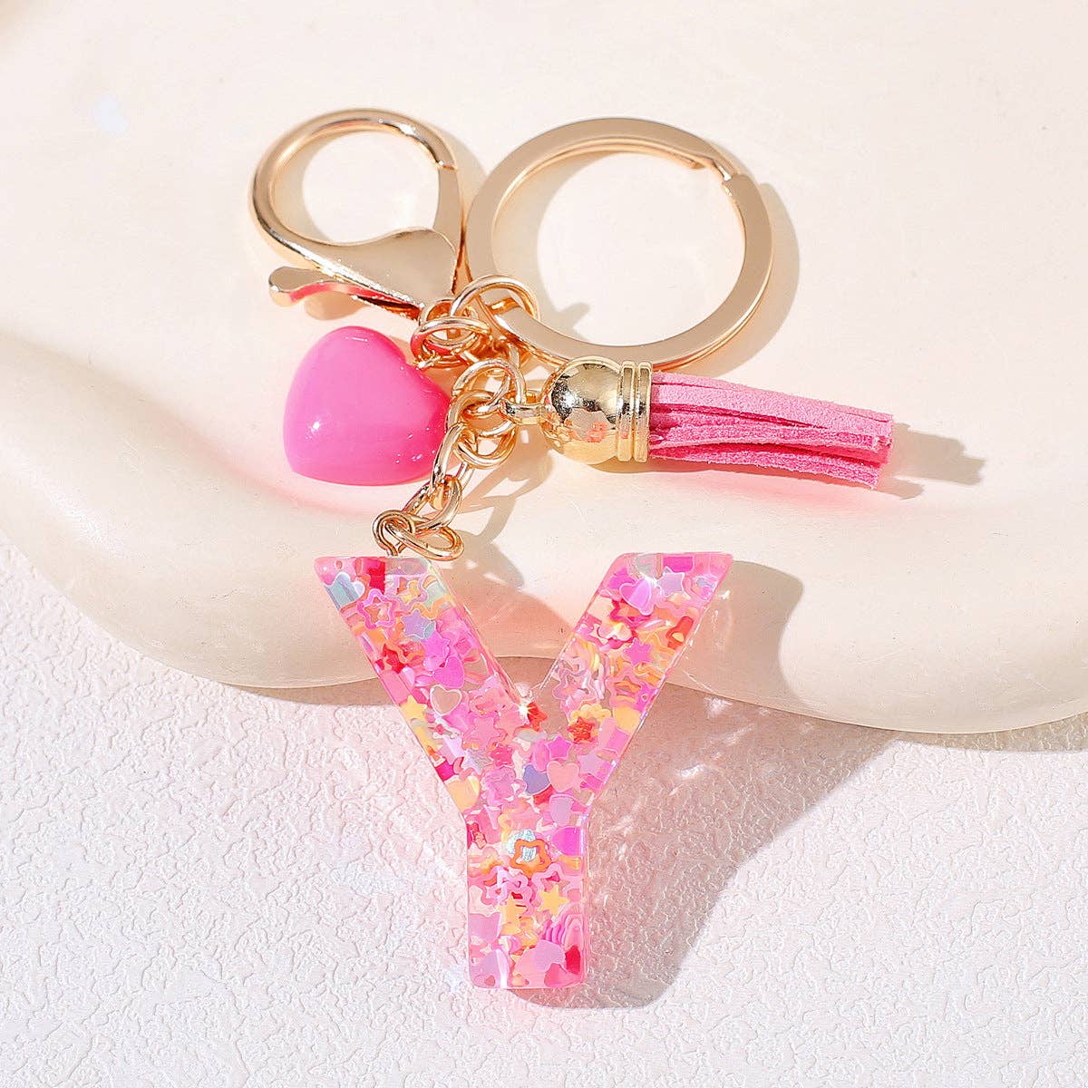Letter Tassel Keychain (Pink)