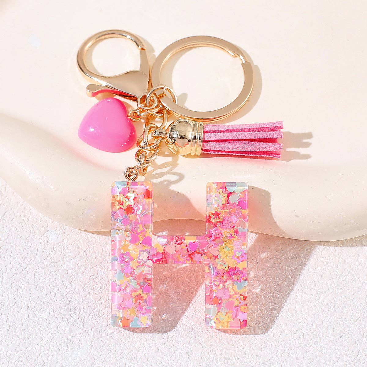 Letter Tassel Keychain (Pink)