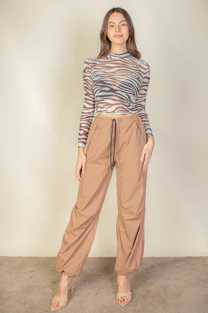 Liana Zebra Print Mesh Top