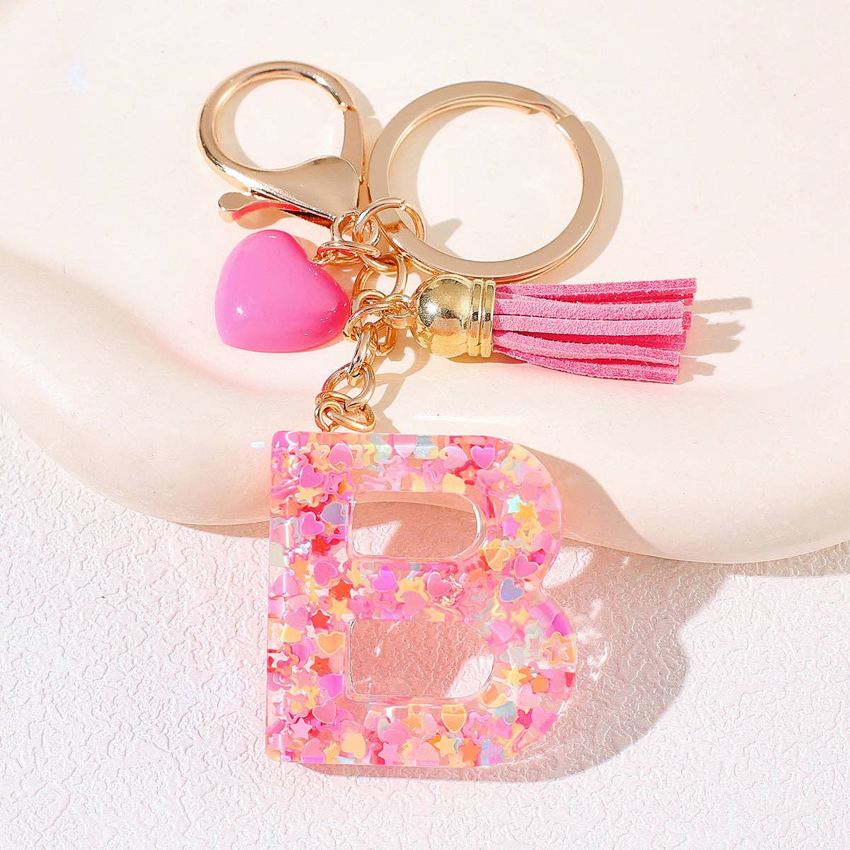 Letter Tassel Keychain (Pink)