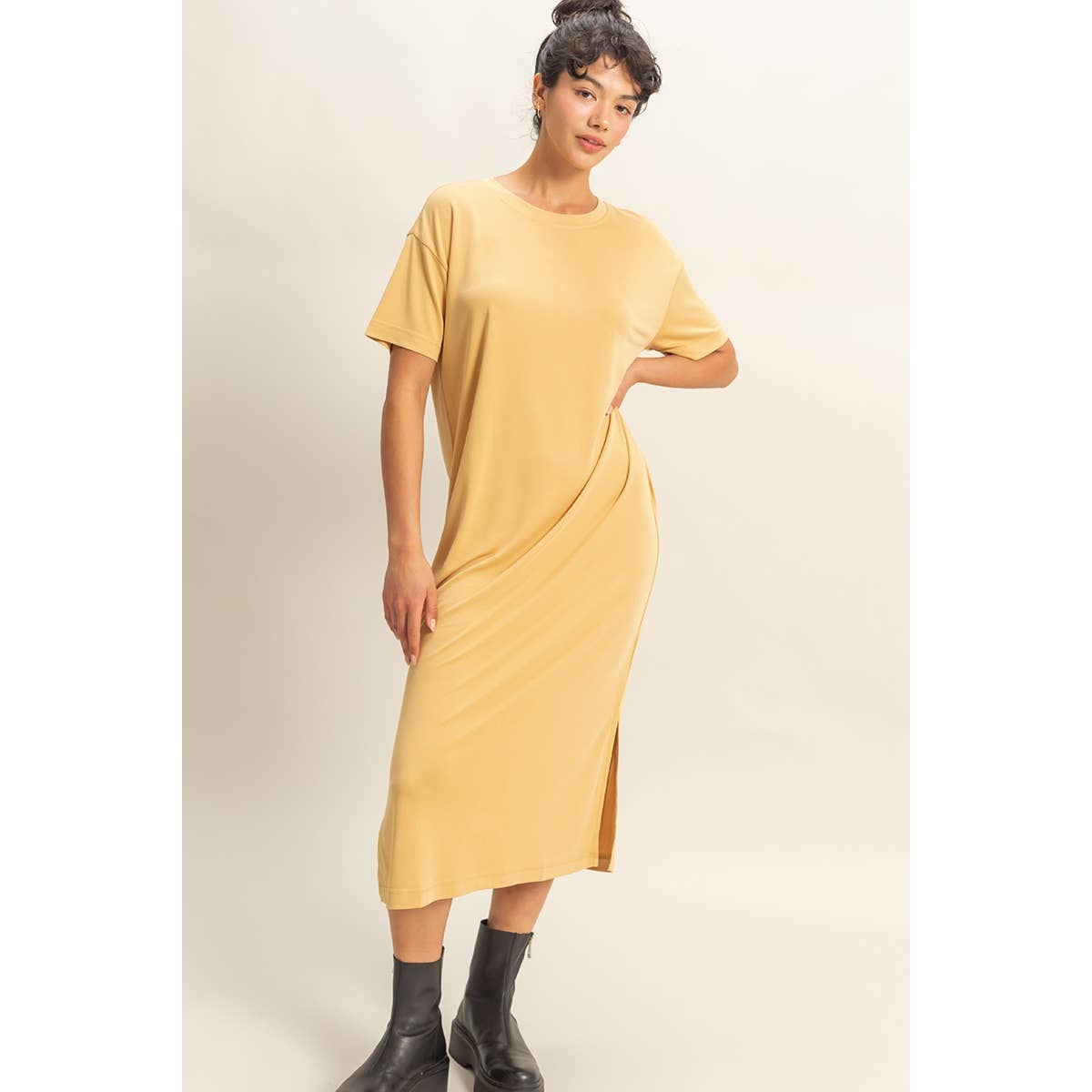 Raquel Side Slit T-Shirt Midi Dress