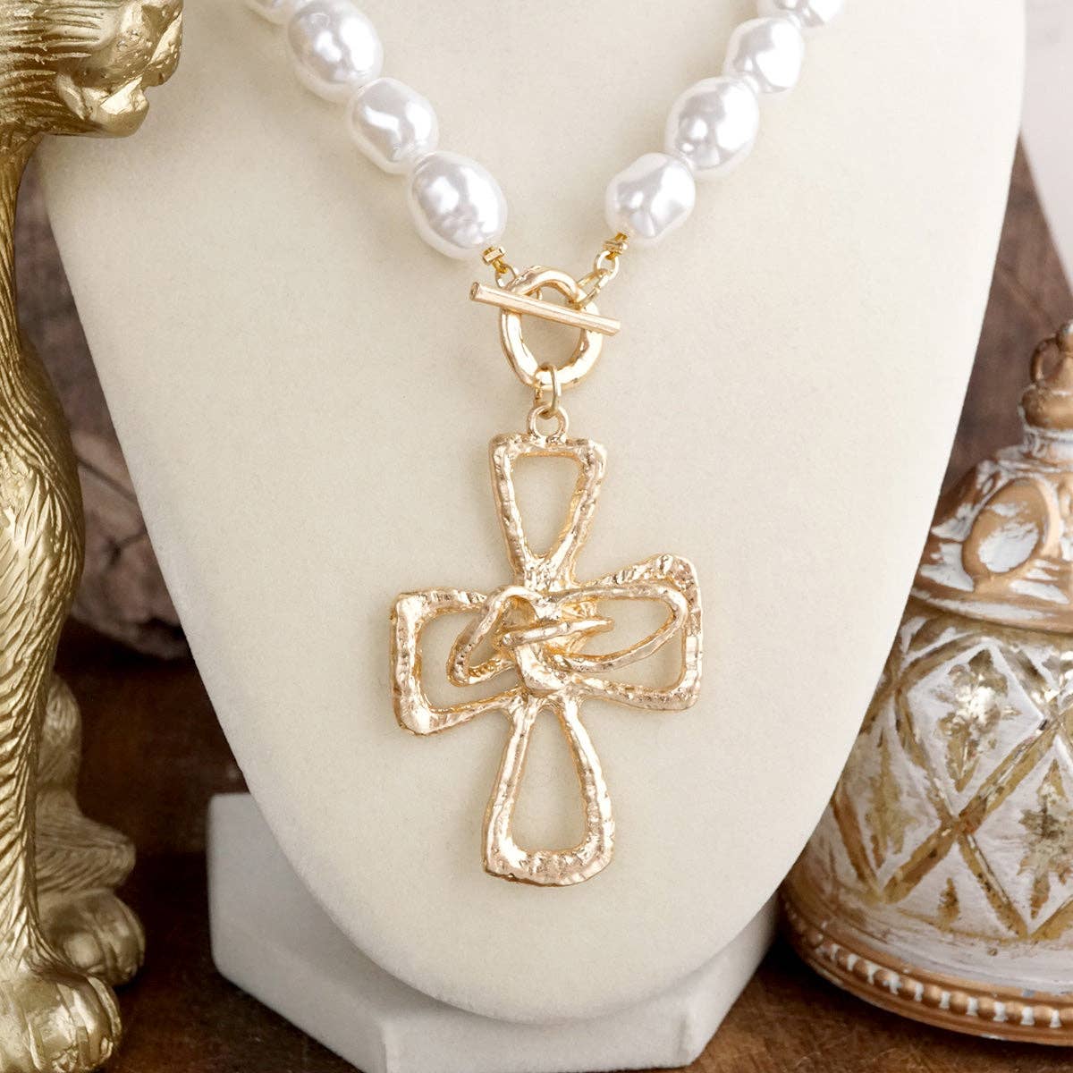 Grace Pearl Cross Necklace
