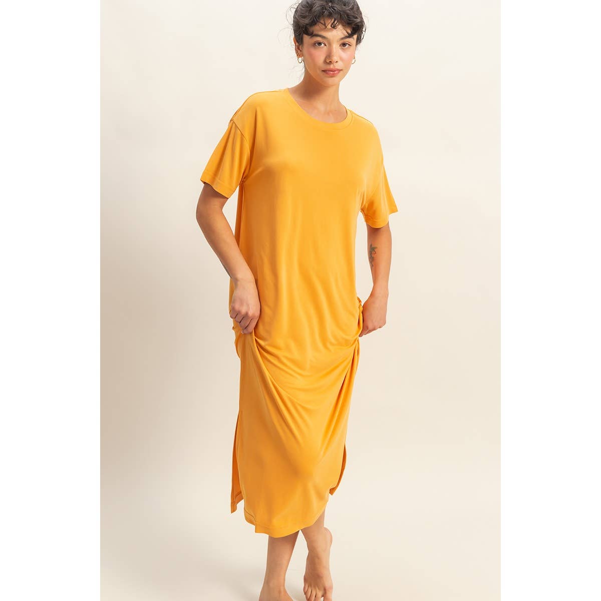 Raquel Side Slit T-Shirt Midi Dress