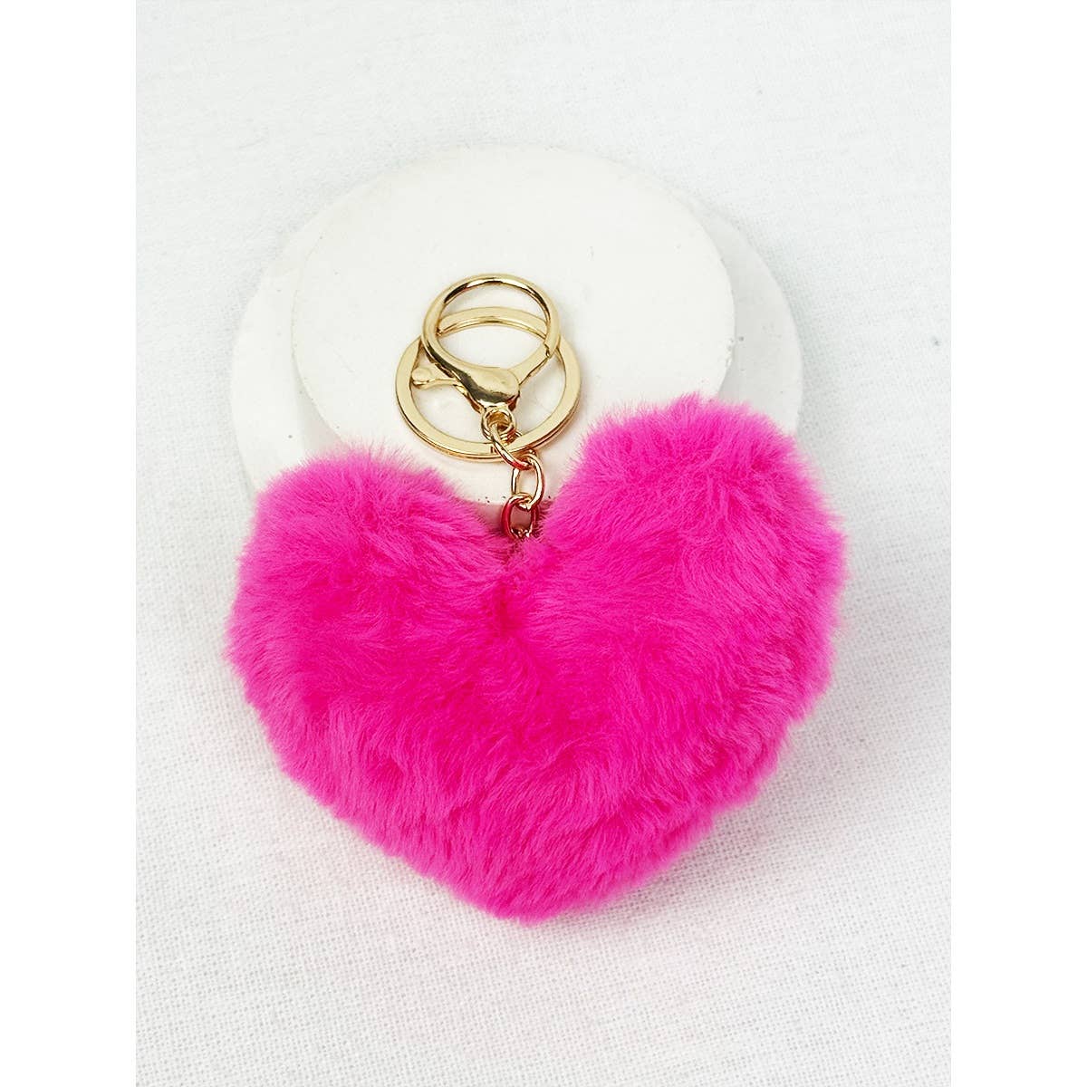 Fuzzy Fluffy Heart Keychain