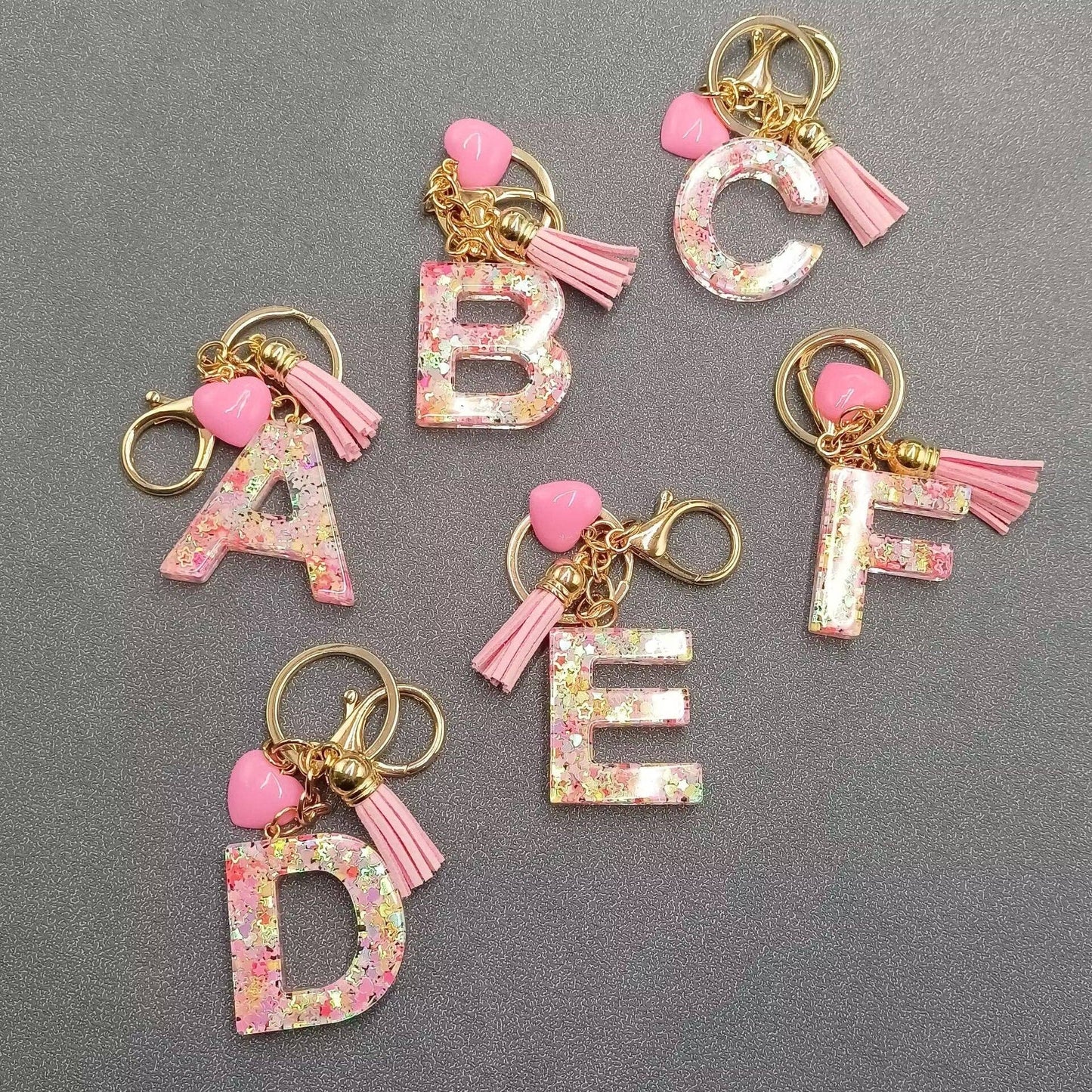 Letter Tassel Keychain (Pink)