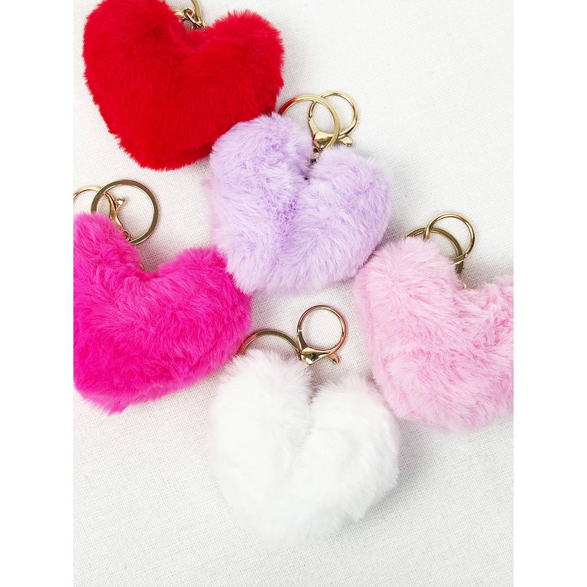 Fuzzy Fluffy Heart Keychain