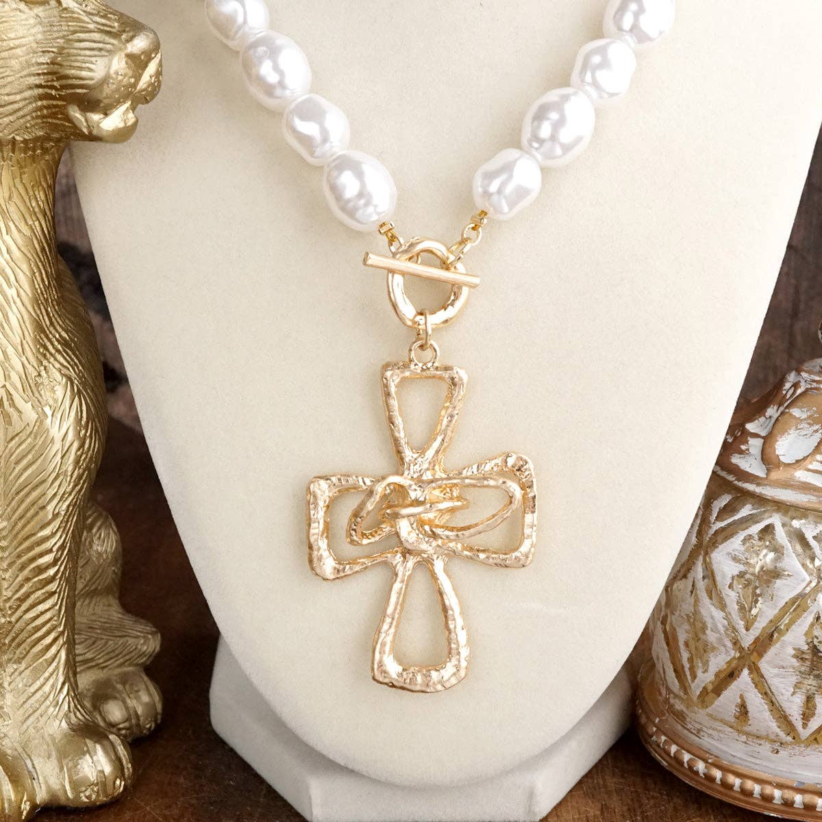 Grace Pearl Cross Necklace
