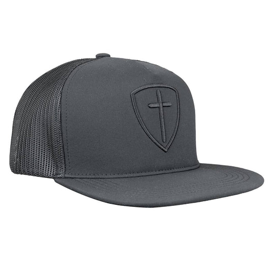 Mens Cap Black Cross And Shield