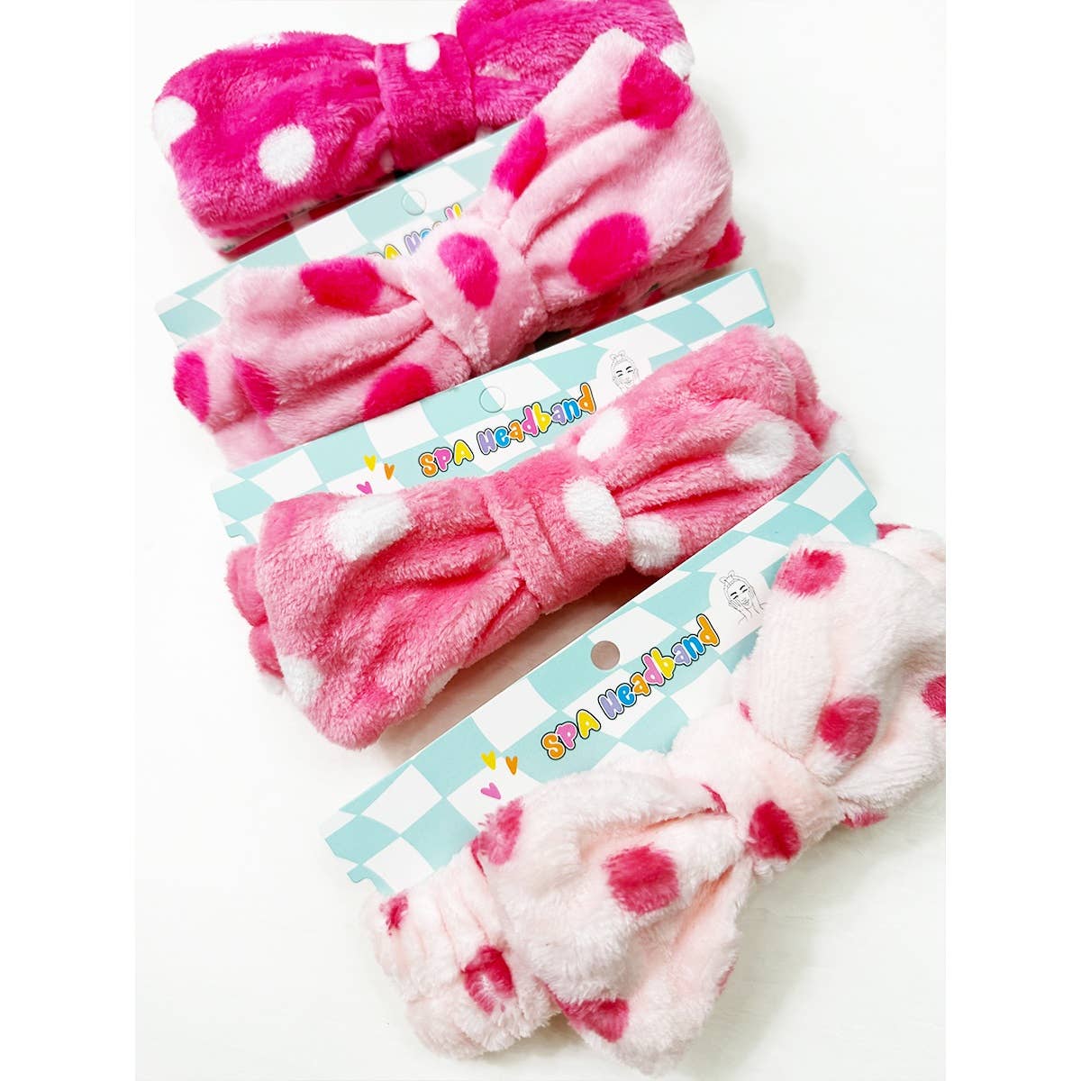 Pink Polkadot Dotted Fluffy Headband