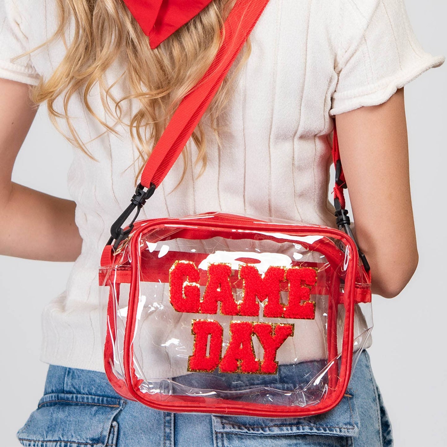 Game Day Clear Crossbody Bag - Blue & Red