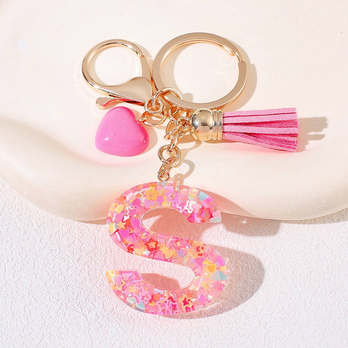 Letter Tassel Keychain (Pink)