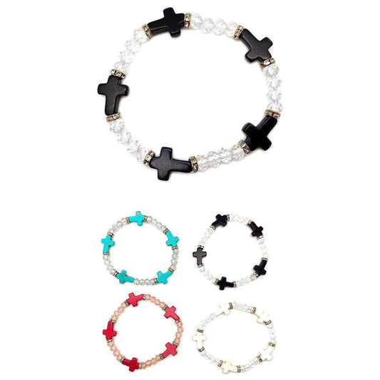 Anna Beaded Cross Crystal Bracelets