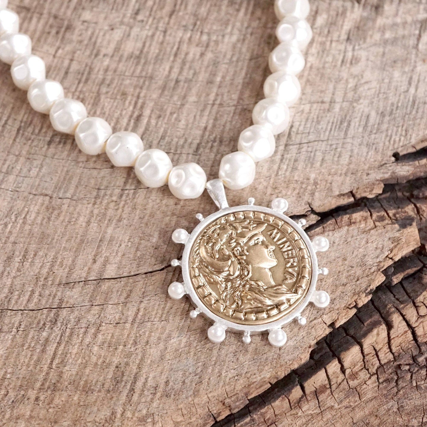 Tinzi Coin and Pearl Necklace
