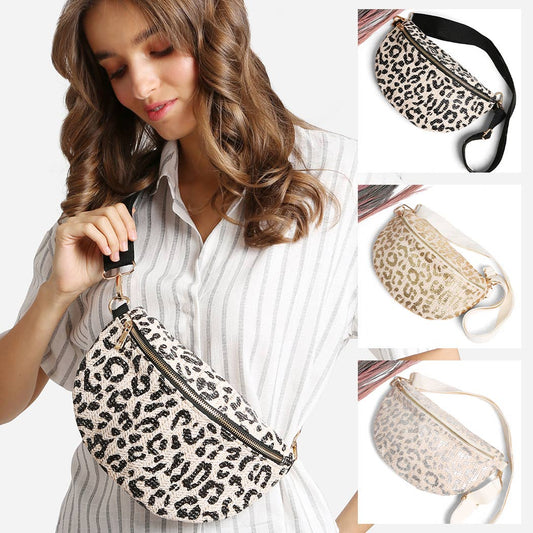 Leopard Pattern Adjustable Crossbody Belt Bag