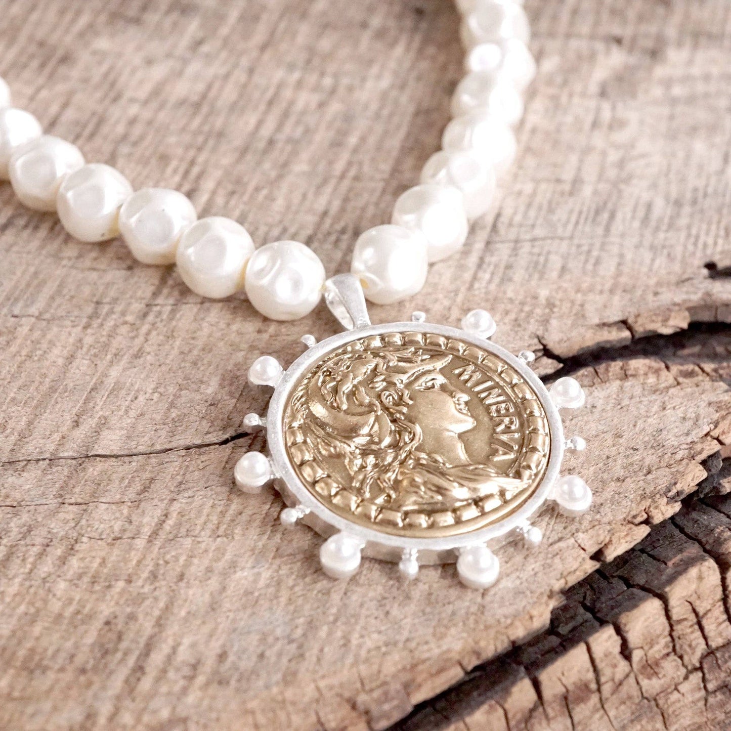 Tinzi Coin and Pearl Necklace