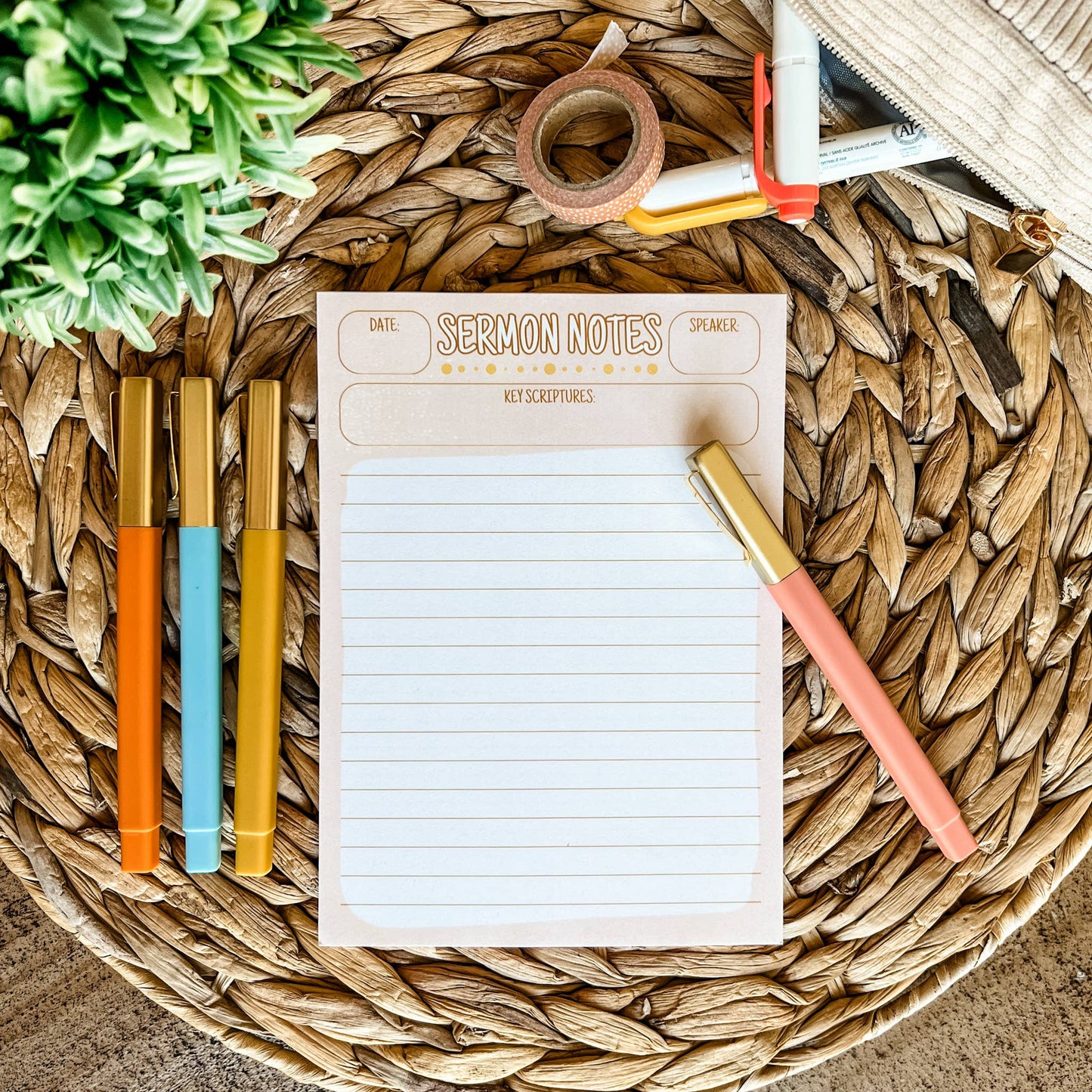 Beige - Sermon Notes Notepad