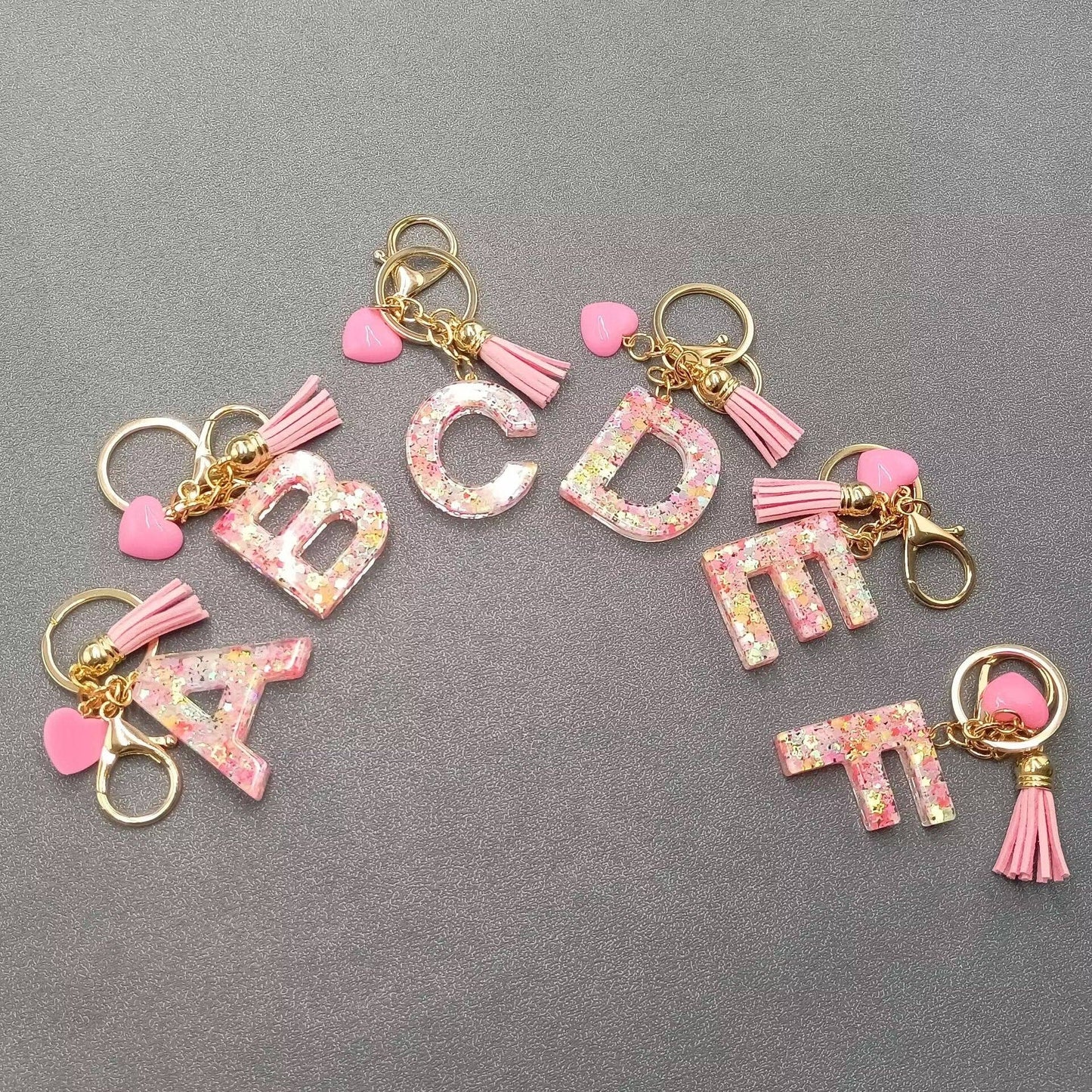 Letter Tassel Keychain (Pink)