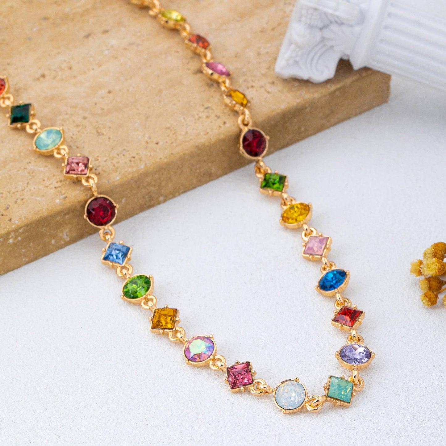 Evie Rainbow Crystal Necklace