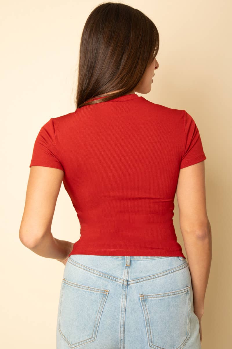 Amelia Ribbed Short Sleeve Top