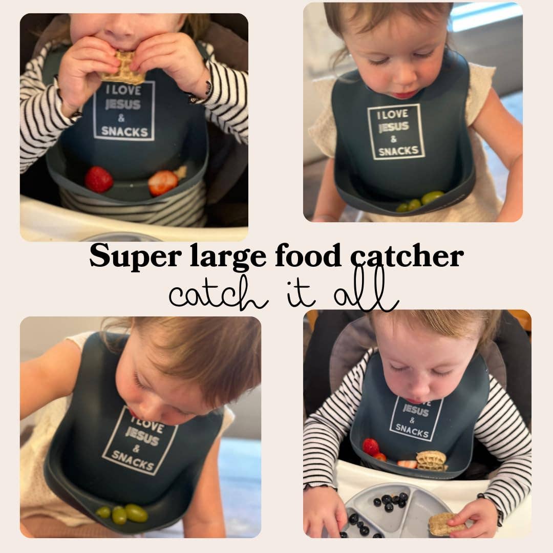 I Love Jesus & Snacks - Soft Waterproof Silicone Bib