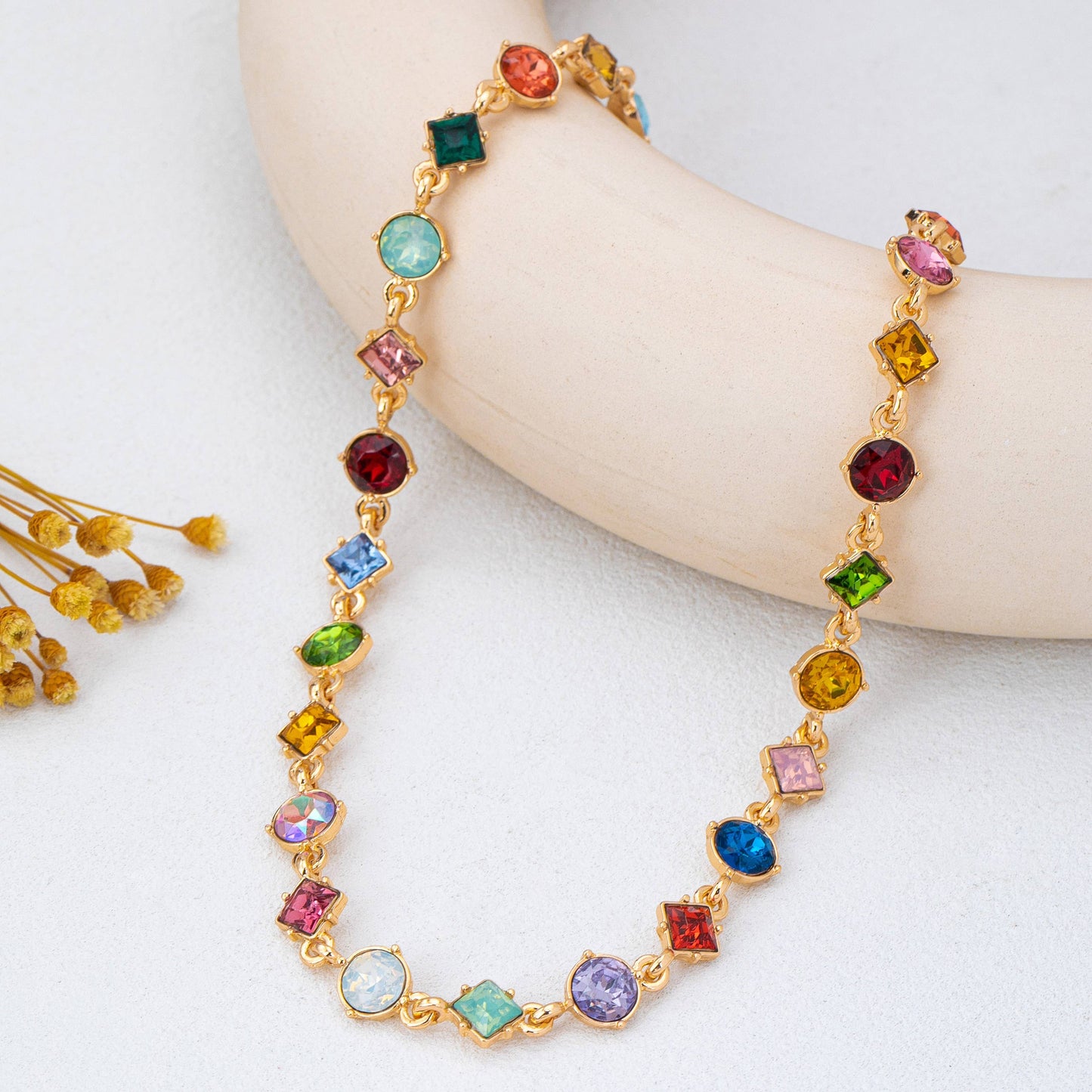 Evie Rainbow Crystal Necklace