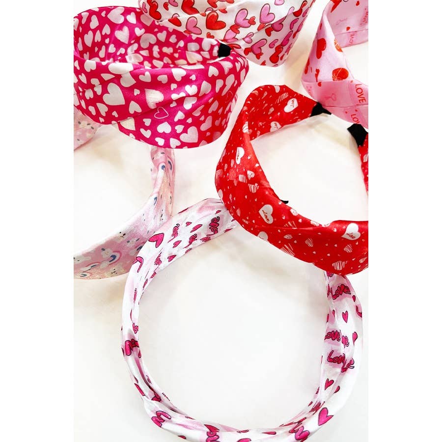 Satin Heart Print Headband