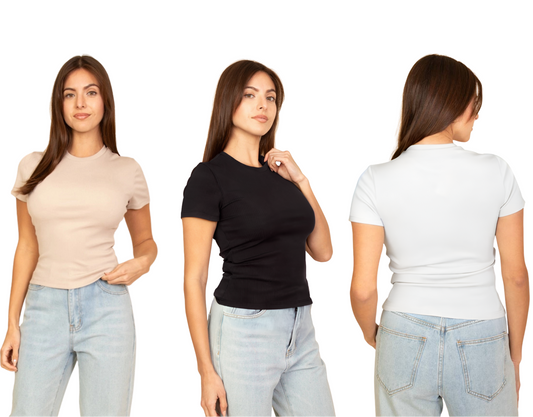 Amelia Ribbed Short Sleeve Top