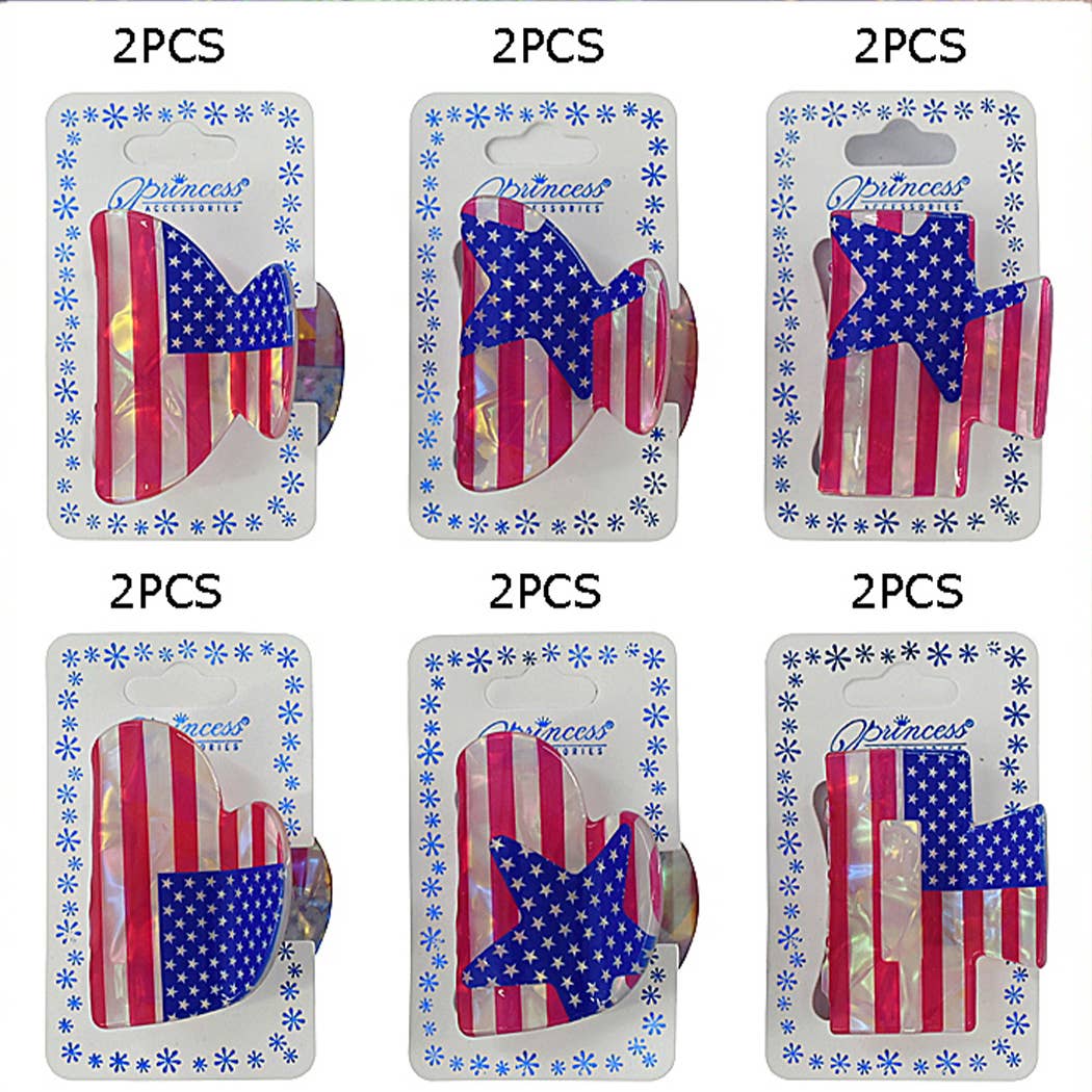 Americana Hair Claw Clips