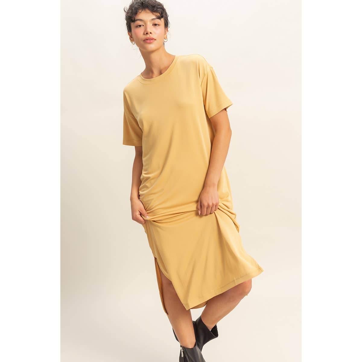 Raquel Side Slit T-Shirt Midi Dress