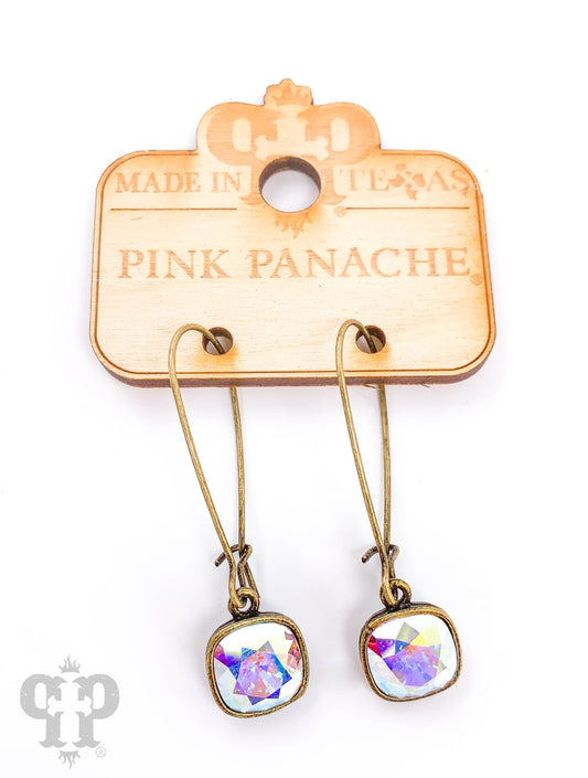 Pink Panache Square Crystal Drop Earring
