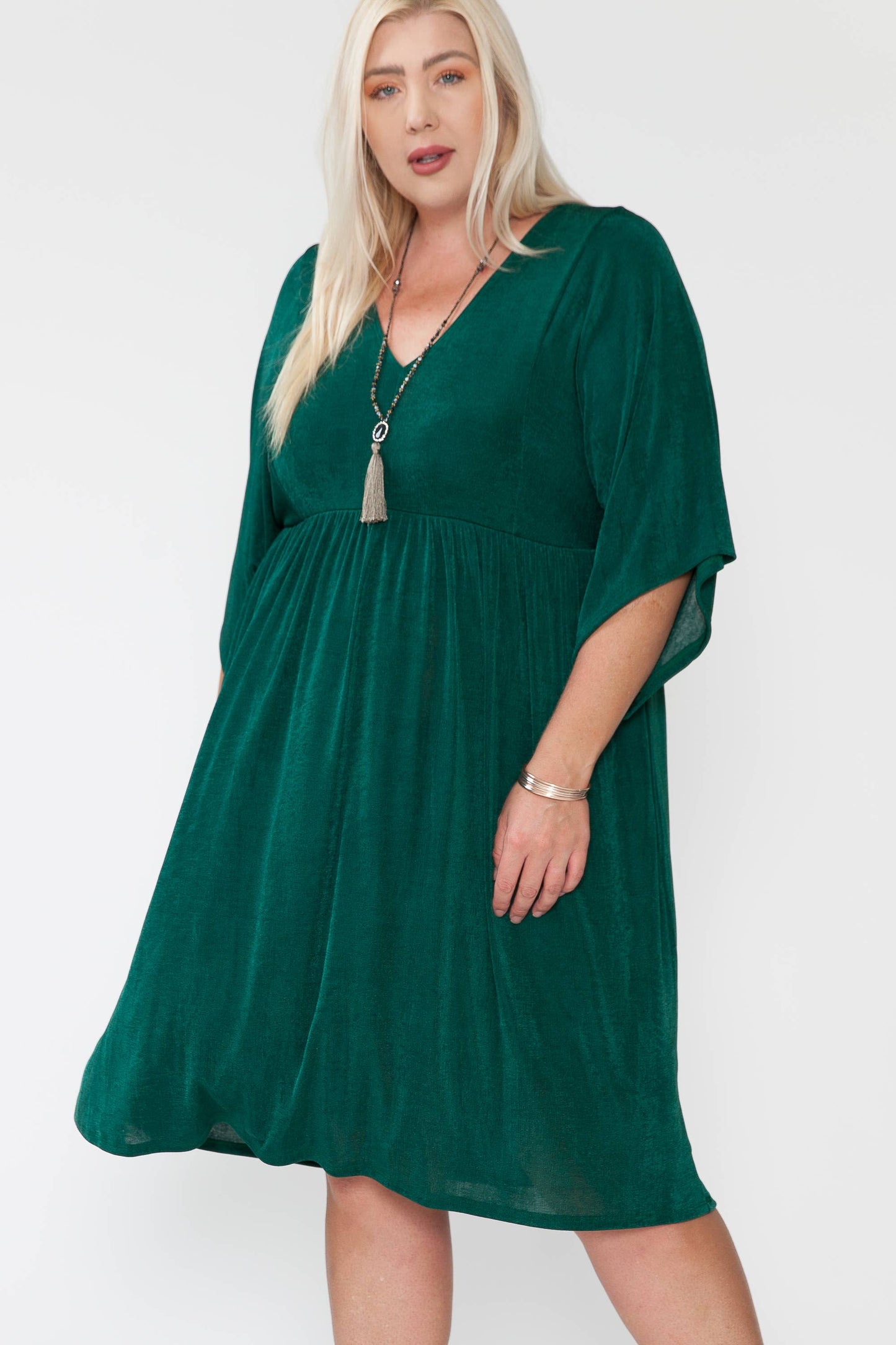 Plus V-Neck Dolman Sleeve Dress